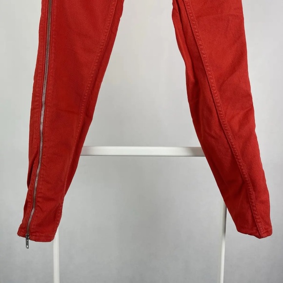 Sandro red jeans with side zipper size 38 - Picture 7 of 9